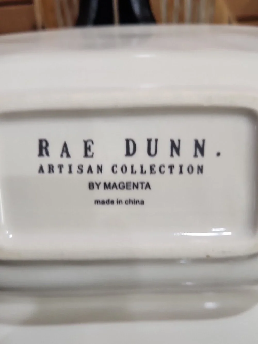 Rae Dunn White Ceramic Artisan Collection Piece with Black Lettering